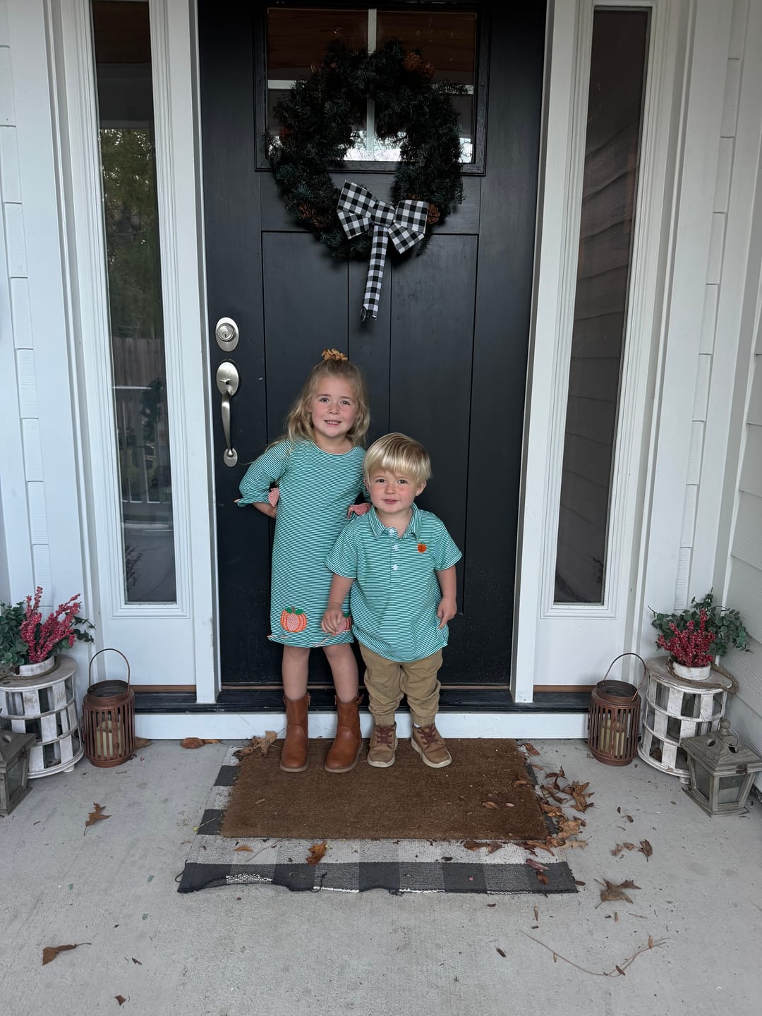 Customer photo review of Pumpkin Embroidered Green Stripe Polo Shirt