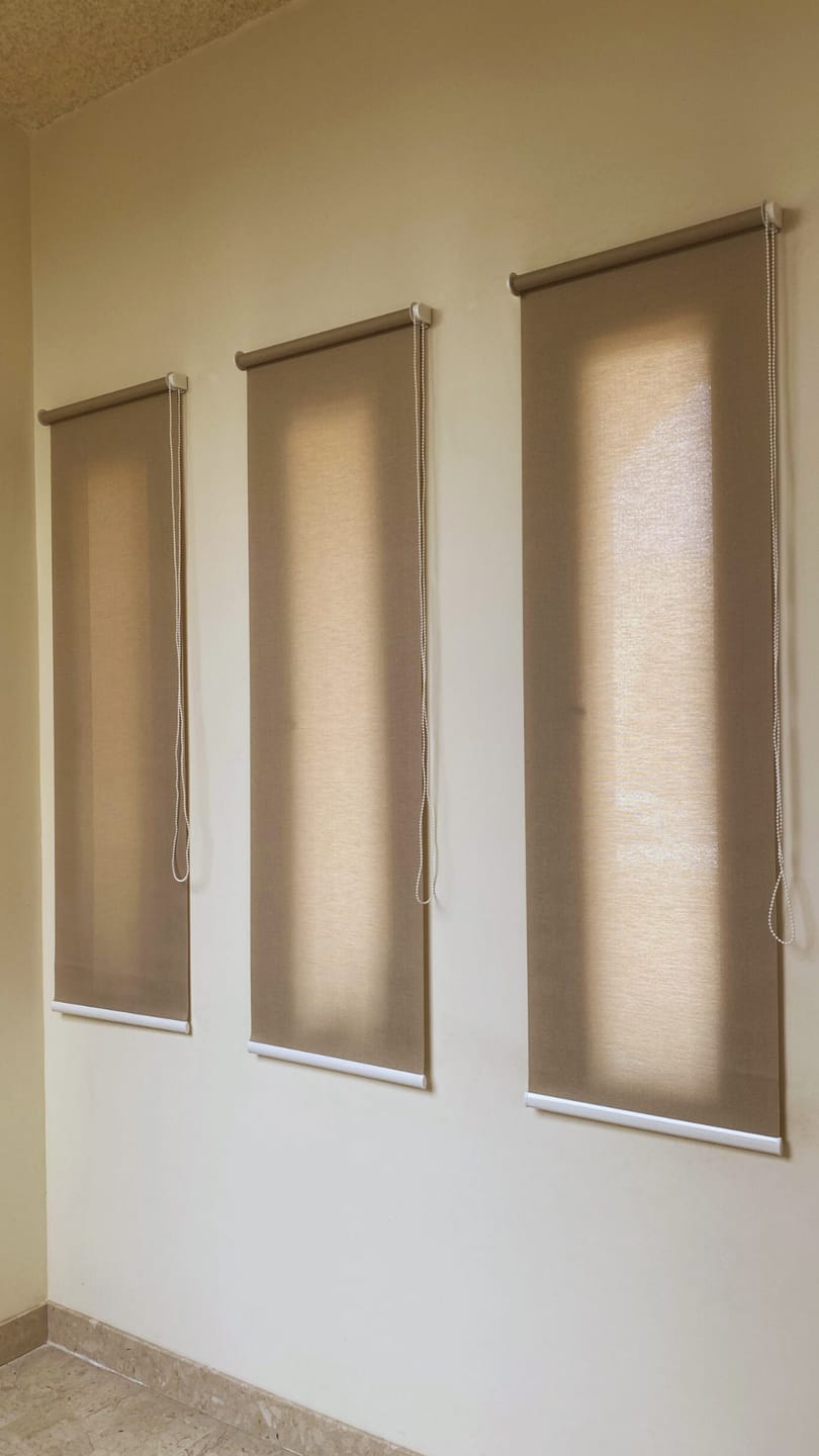 Customer photo review of Spirit Light Mahogany Roller Blinds
