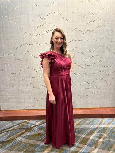 Taryn S. review of Babylon Pleated Jumpsuit by Mac Duggal - RENTAL image 1 out of 1