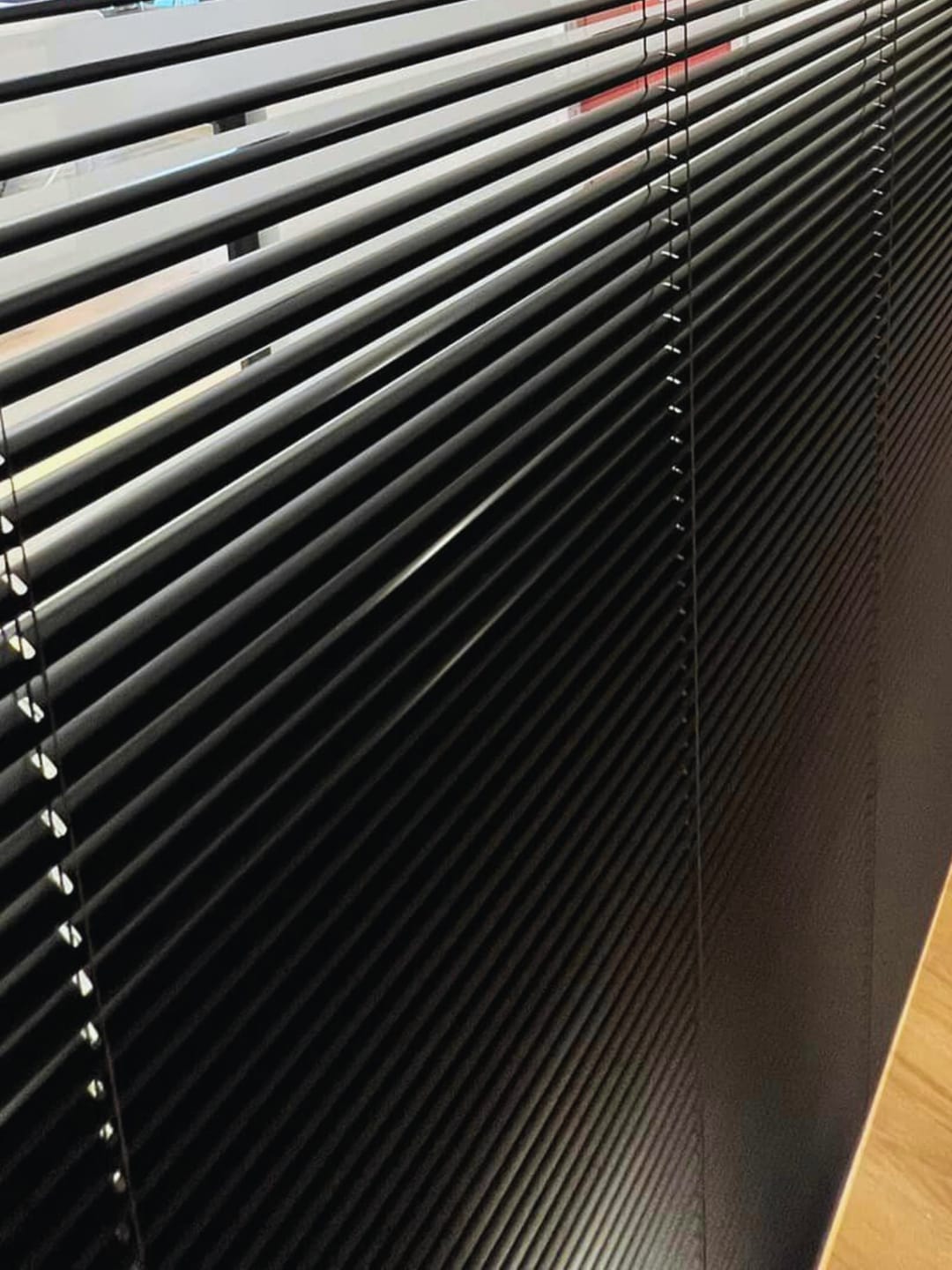 Customer photo review of Gloss Jet Black Venetian Blinds