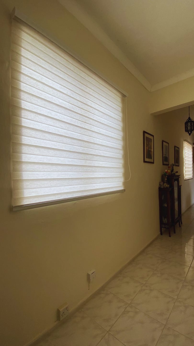 Customer photo review of Linen Winter White Day & Night Blinds