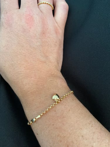Customer photo review of Heart Charm Bracelet in 9ct Yellow Gold