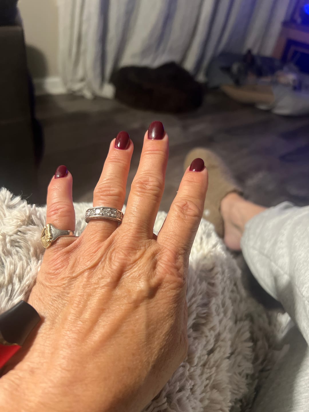 Customer photo review of Triple Channel Set Moissanite Half Eternity Wedding Band
