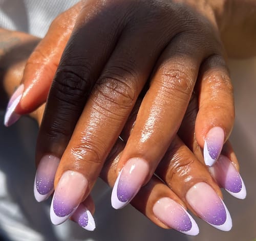 Customer photo review of Twilight Ombre Almond Nails - Press On Nails
