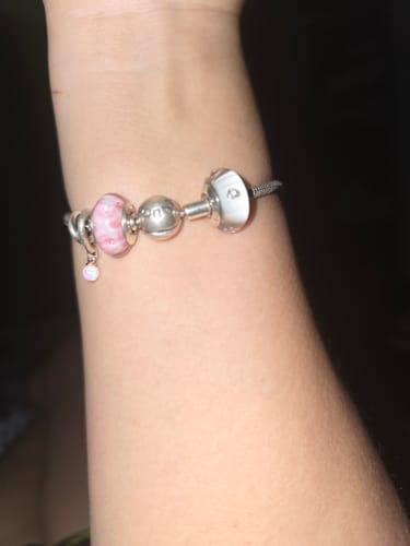 Customer photo review of Solid 925 Sterling Silver Pink Hearts Inclusion Murano Glass Charm