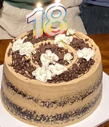 Customer photo review of double chocolate cake
