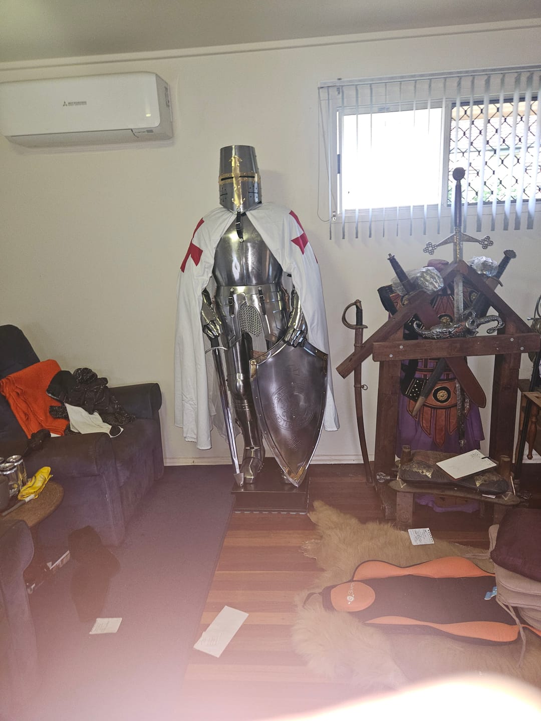 Customer photo review of Medieval Knights Templar Armor Suit, Full Steel Templar body Suit fully Wearable.