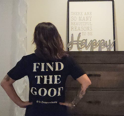 Customer photo review of 3 Simple Words Embroidered Tee - Black