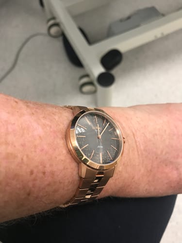 Customer photo review of Loyal Women's Enigma Rose PVD Quartz Dress Watch Grey Dial
