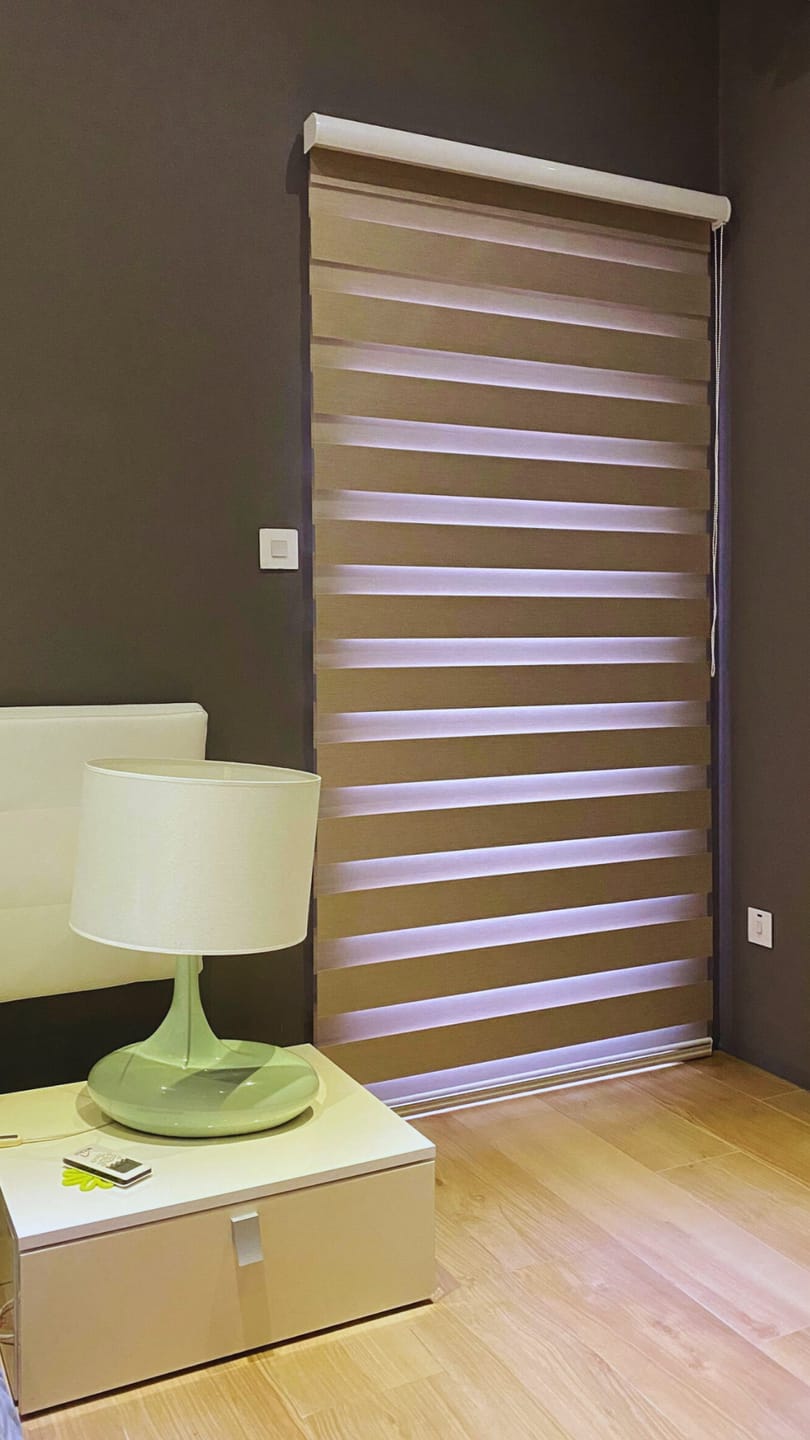 Customer photo review of Mocha Meringue Blackout Day & Night Blinds
