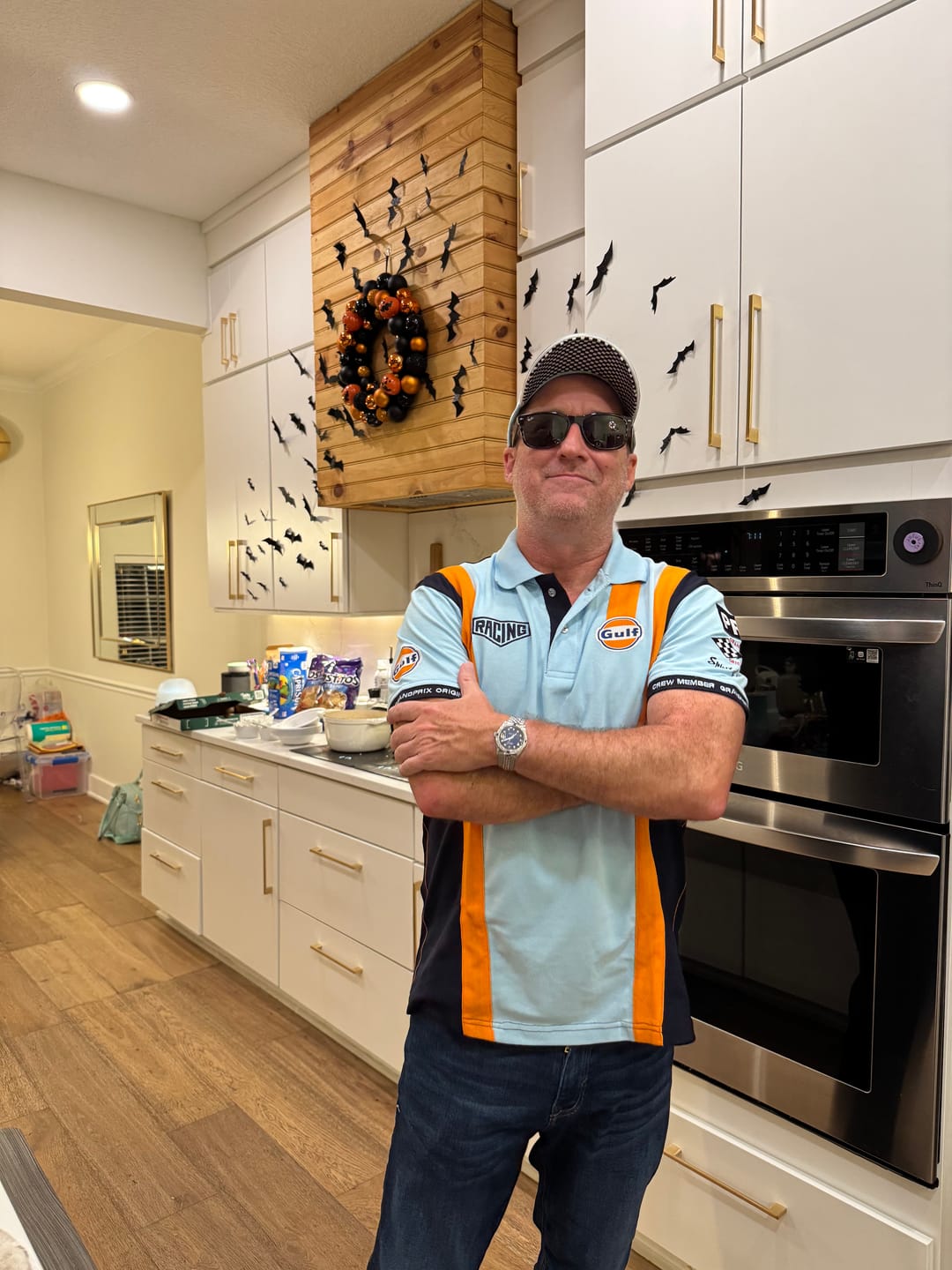 Customer photo review of Gulf Racing Team Polo in Gulf Blue
