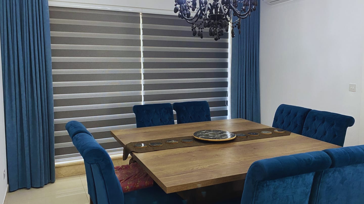 Customer photo review of Steeple Gray Blackout Day & Night Blinds