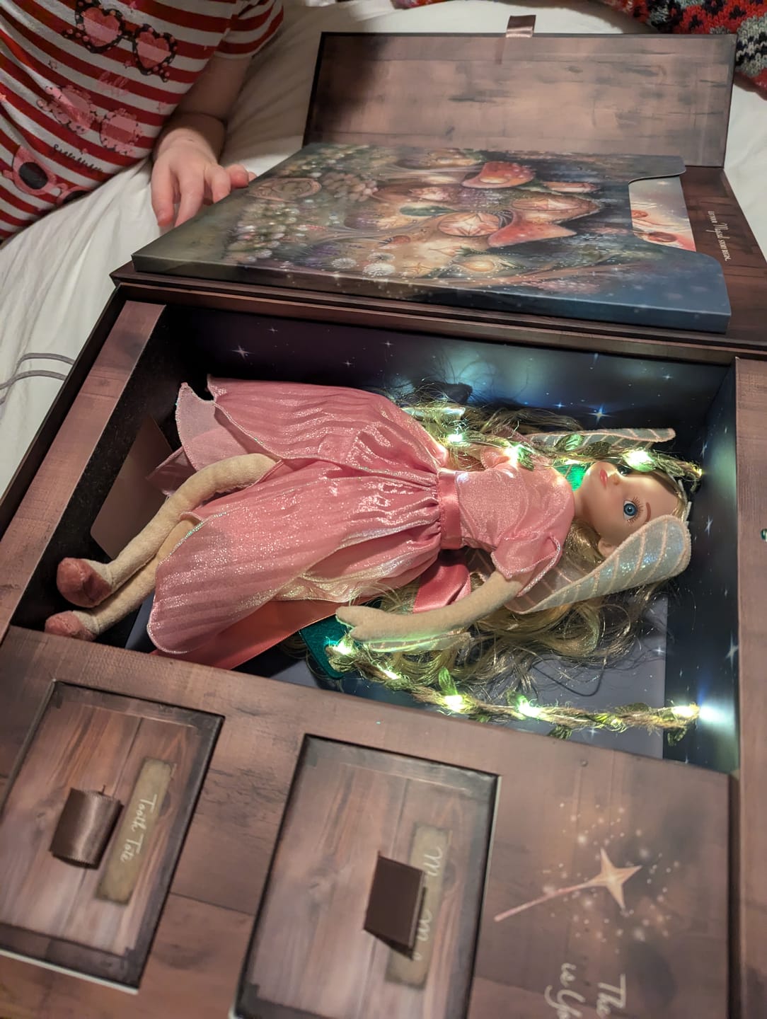 Customer photo review of My Forever Tooth Fairy Gift Set - Includes Storybook, Tooth Fairy Doll, Tooth Tote & Light Up Dis'Play' Case