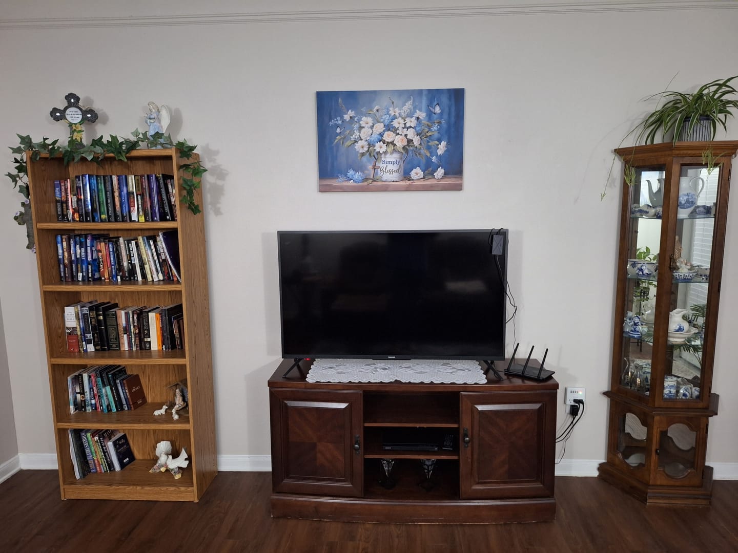 Customer photo review of Simply Blessed Wall Art Canvas, Flowers and Butterflies, Christian Wall Decor