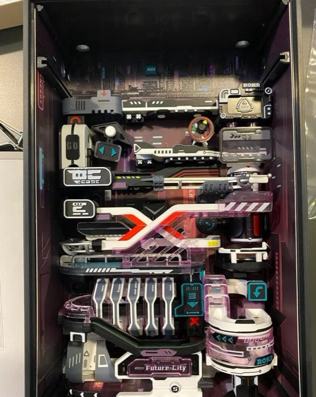Customer photo review of Neon Circuit City Marble Run DIY Kit