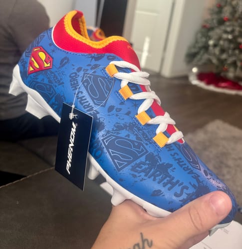 Customer photo review of Superman Youth Football Cleats - Velocity 2.0 by Phenom Elite