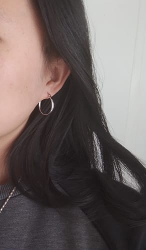 Customer photo review of Dome Medium Hoop Earrings in Sterling Silver 1"