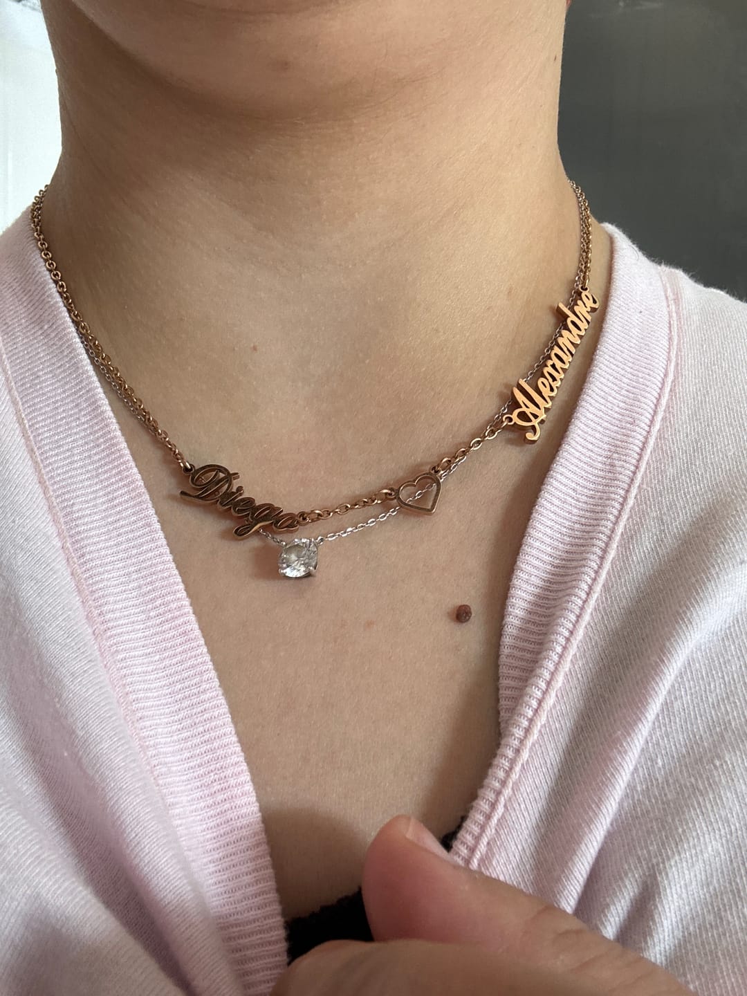 Customer photo review of Collier Coeur & Prénoms Sautoir Personnalisé