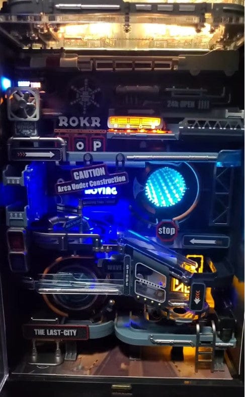 Customer photo review of Neon Circuit City Marble Run DIY Kit