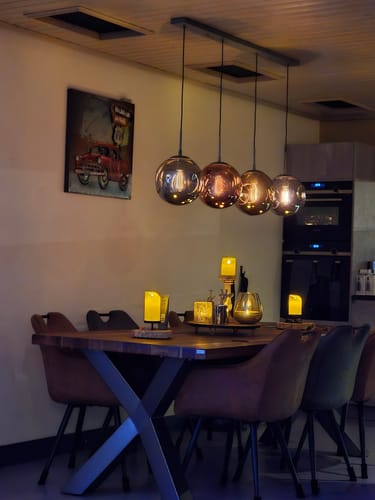 Customer photo review of Hanglamp Tegan - 4-lichts - Amber Mix - Glas
