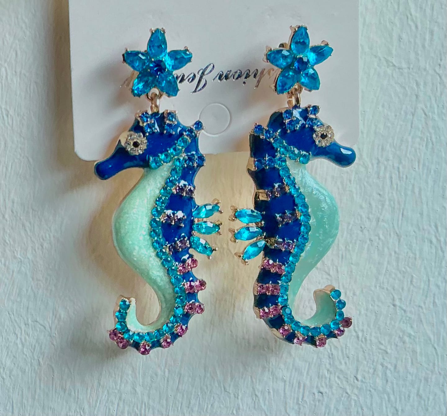 Customer photo review of Sparkling Crystal Earrings: Seahorse