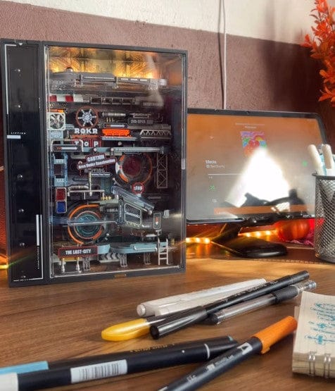 Customer photo review of Neon Circuit City Marble Run DIY Kit
