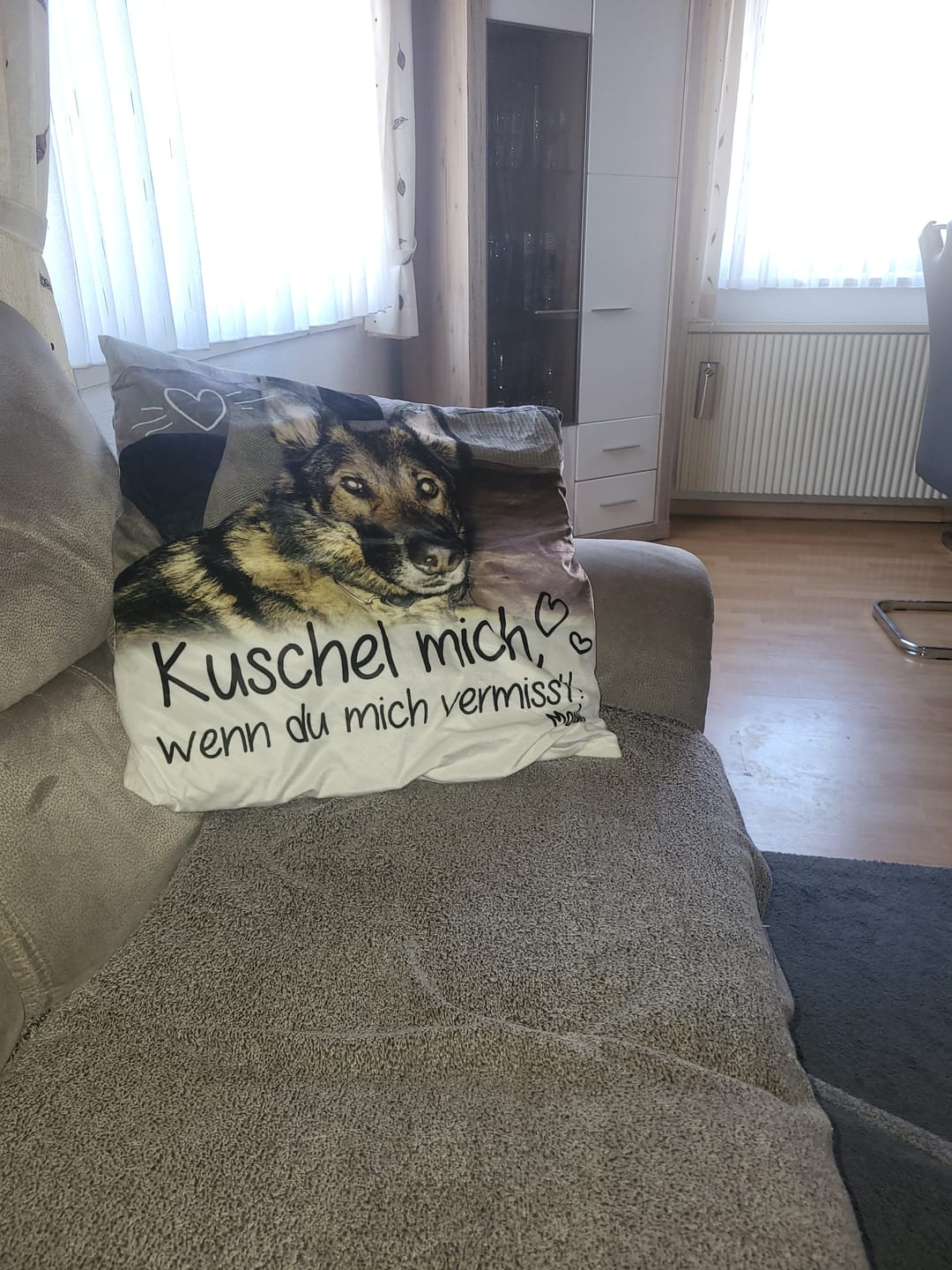 Customer photo review of Kuschel mich, wenn du mich vermisst - Individuelles Kissen
