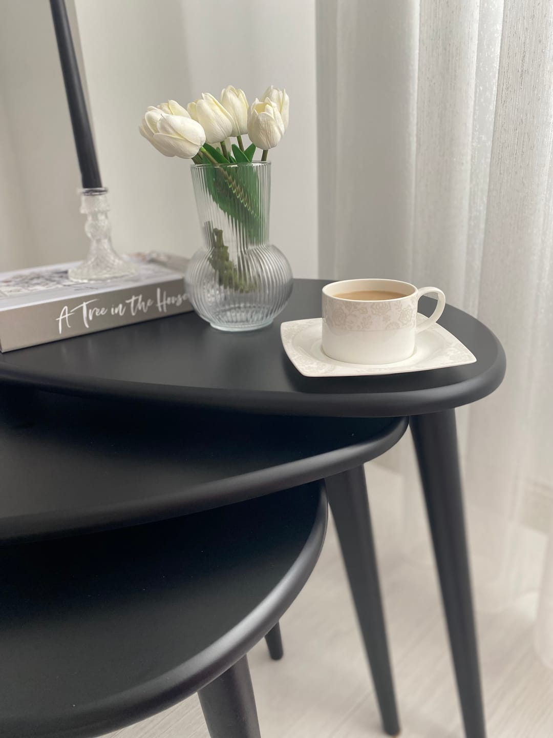 Customer photo review of Mat Siyah 3'lü Zigon Sehpa Takımı, Ahşap