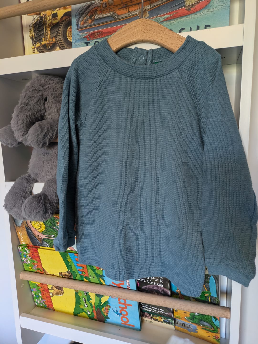Customer photo review of Dreamy Blue Waffle Long Sleeve Cosy Top