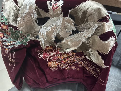 Customer photo review of Kitsune 九尾の狐 Sukajan Souvenir Bomber Jacket (Black & Red)