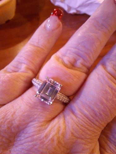 Customer photo review of Solitaire 3.8ct Emerald Cut CZ Ring in Sterling Silver