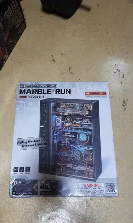 Customer photo review of Neon Circuit City Marble Run DIY Kit