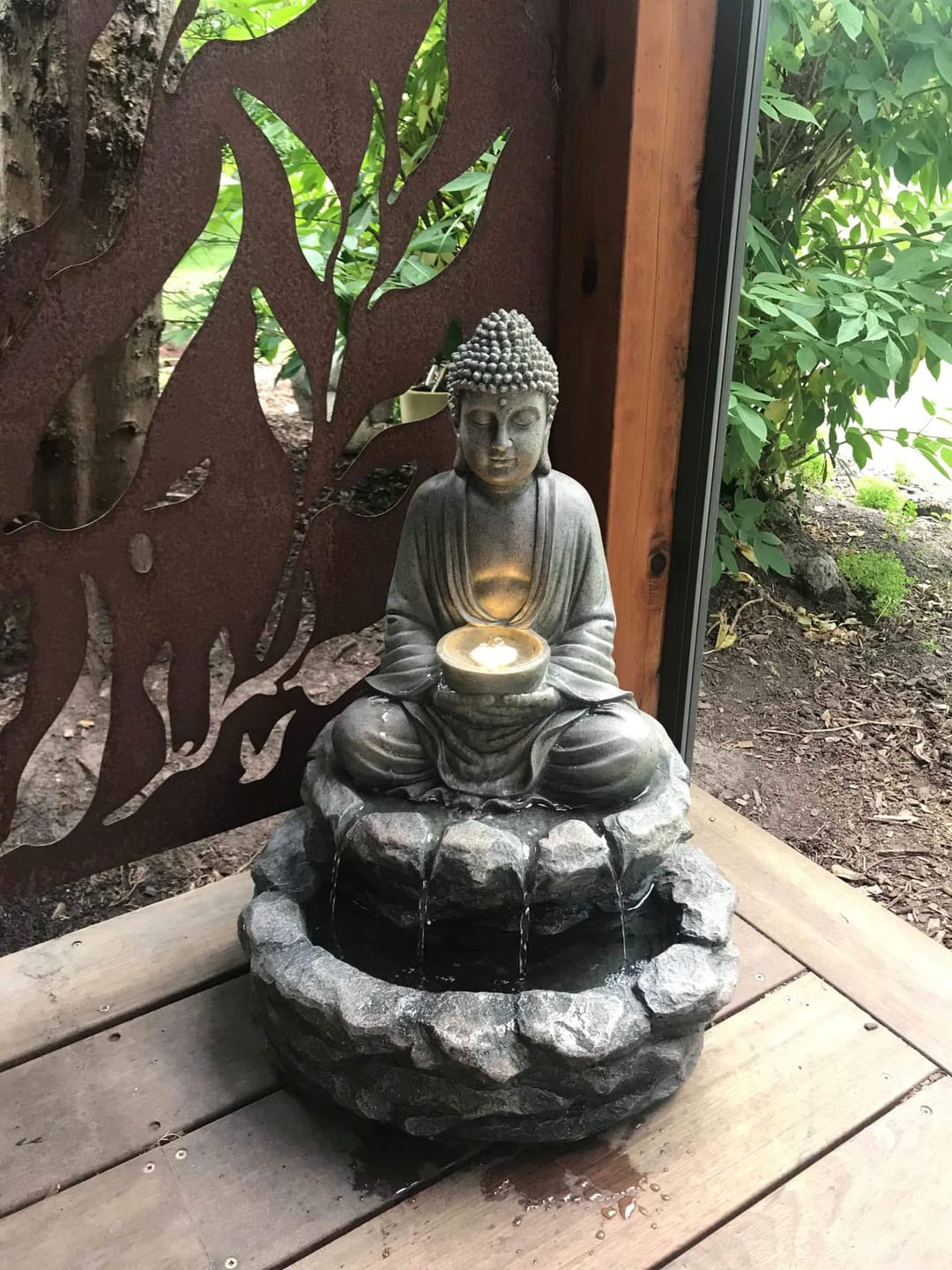 Customer photo review of Gratitude Buddha Indoor & Outdoor Water Feature