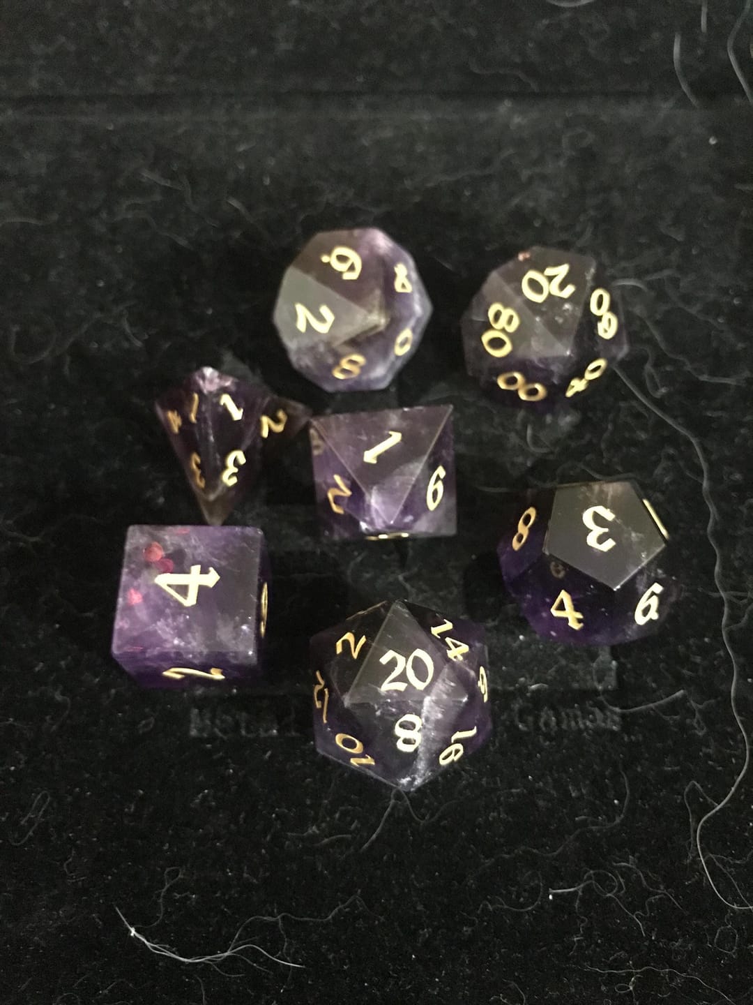 Customer photo review of Purple Gemstone Amethyst Dice DND Dice Set