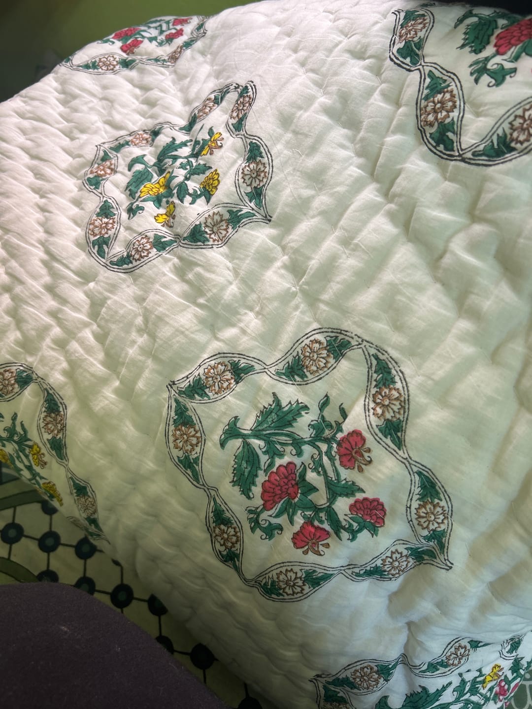 Customer photo review of Red Flower Hand Block Cotton Bedsheet Set