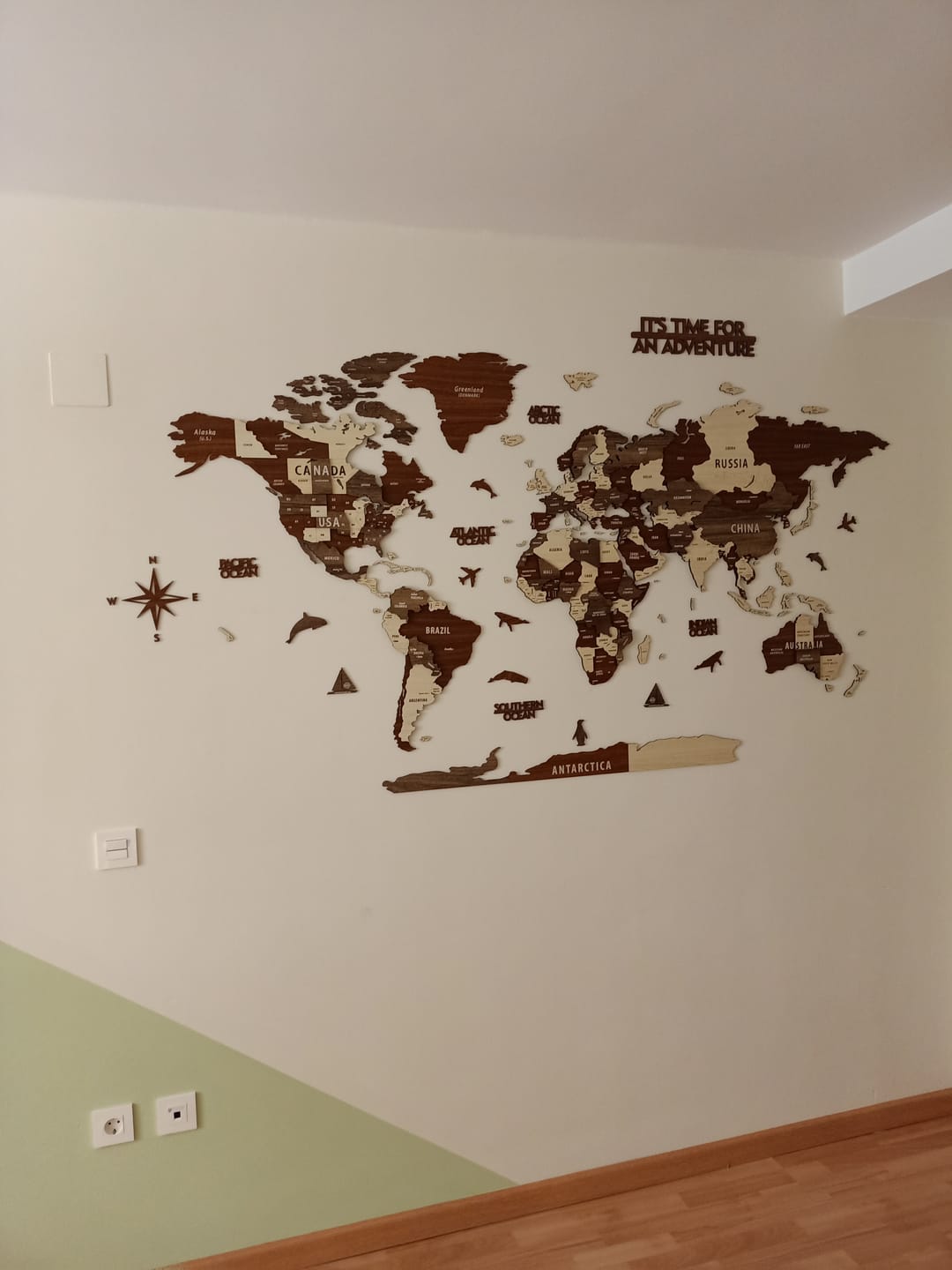Customer photo review of Wooden World Map Wall Art - 3d Wood Push Pin Maps, Multicolor