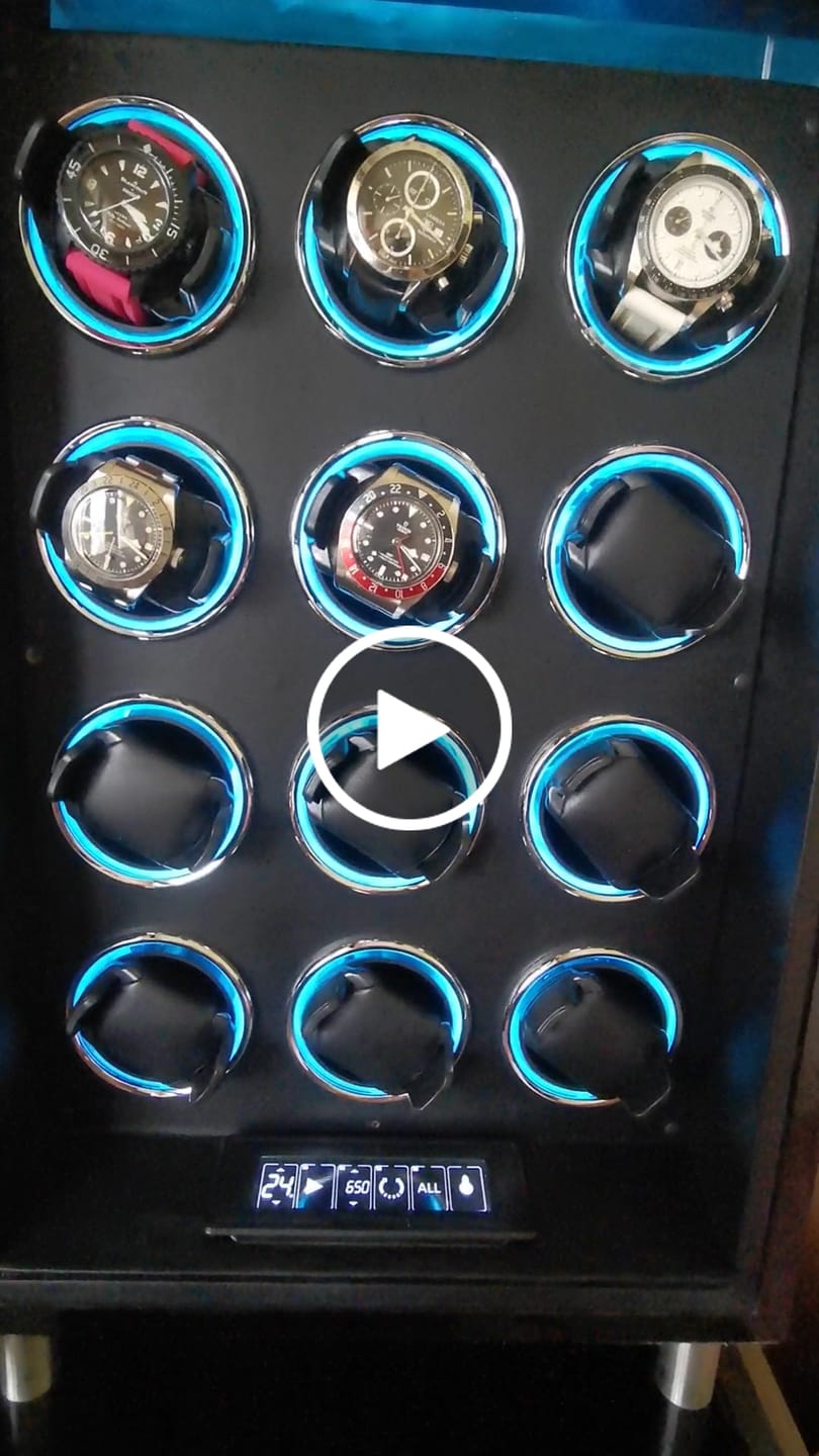 Customer video review of Special Edition- 12 Watch Winder with Fingerprint Unlock RGB Light LCD Touchscreen Remote  Large Watch Box