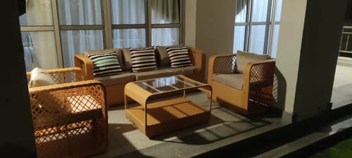 Customer photo review of طقم خارجي  -  ترابيزة مع كنبة وكرسيين  - SHP31