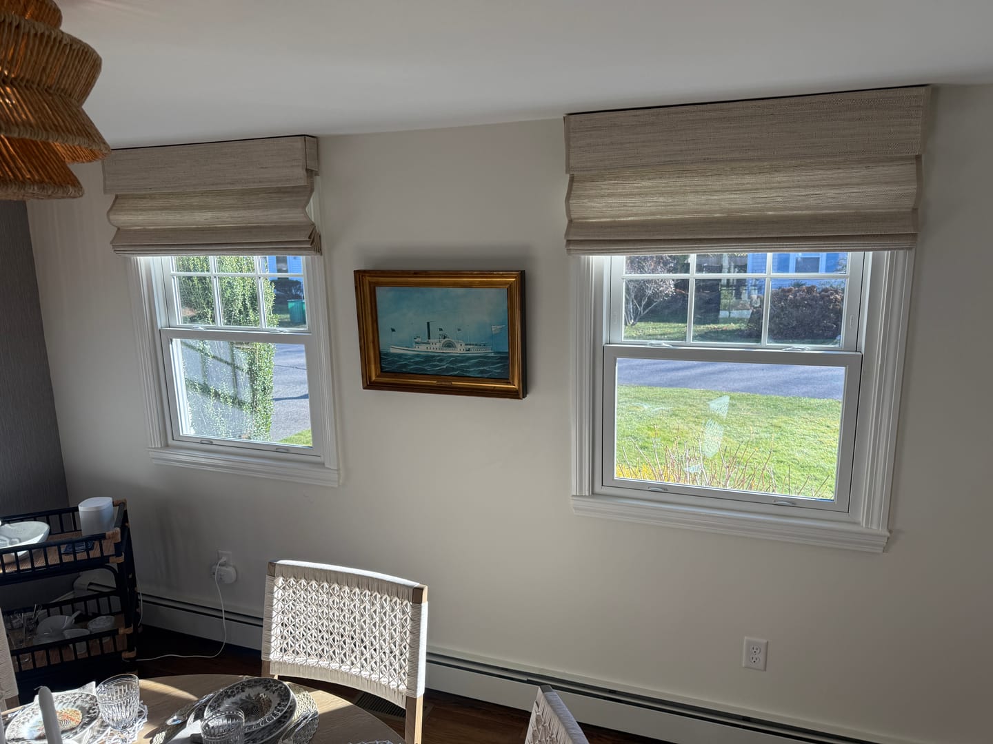 Customer photo review of SmartWings Motorized Woven Wood Shades 70% Blackout Privacy Orithyia