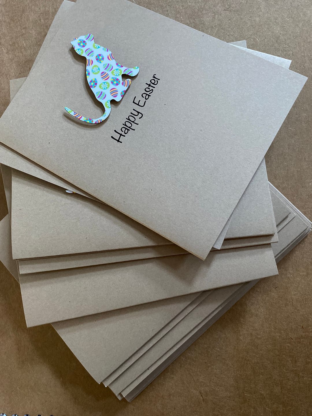 Customer photo review of Cat Easter Notecard | Single Card or 10 Pack | Colored Easter egg Pattern | Cat Greeting Cards | Handmade