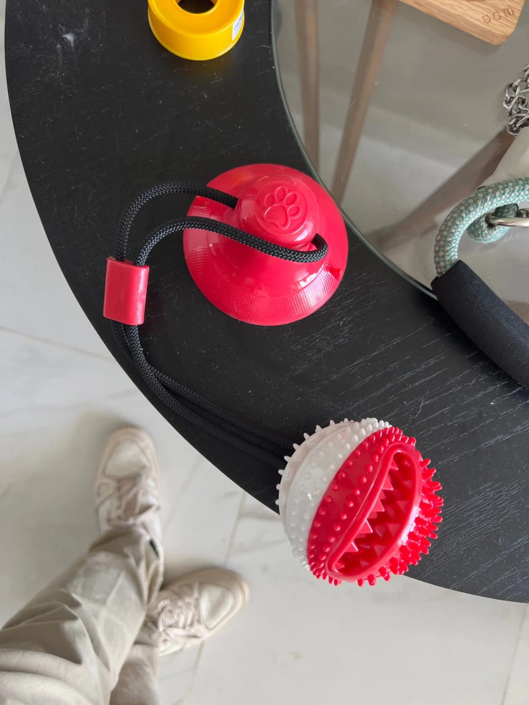 Customer photo review of Large Dog Ball Toys Suction Cup Ropes Interactive Leaking Slow Feeder Chew Toy Toothing Clean Golden Retriever Big Pet Supplies