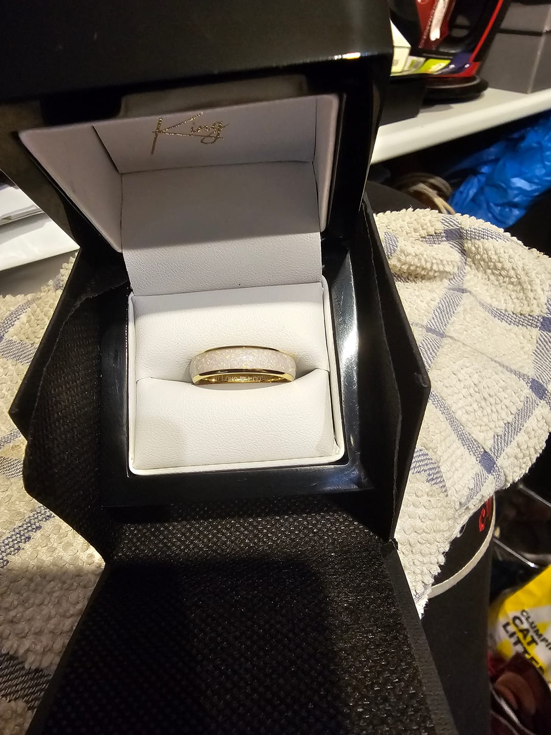 Customer photo review of The Golden White Opal Wonder Ring Set