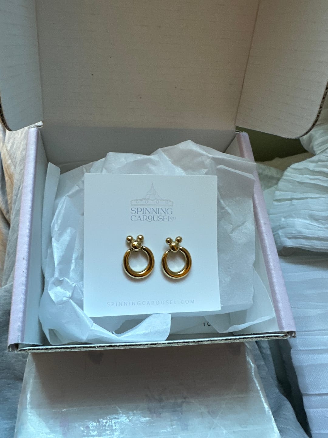Customer photo review of Mini Leader of the Club Earrings