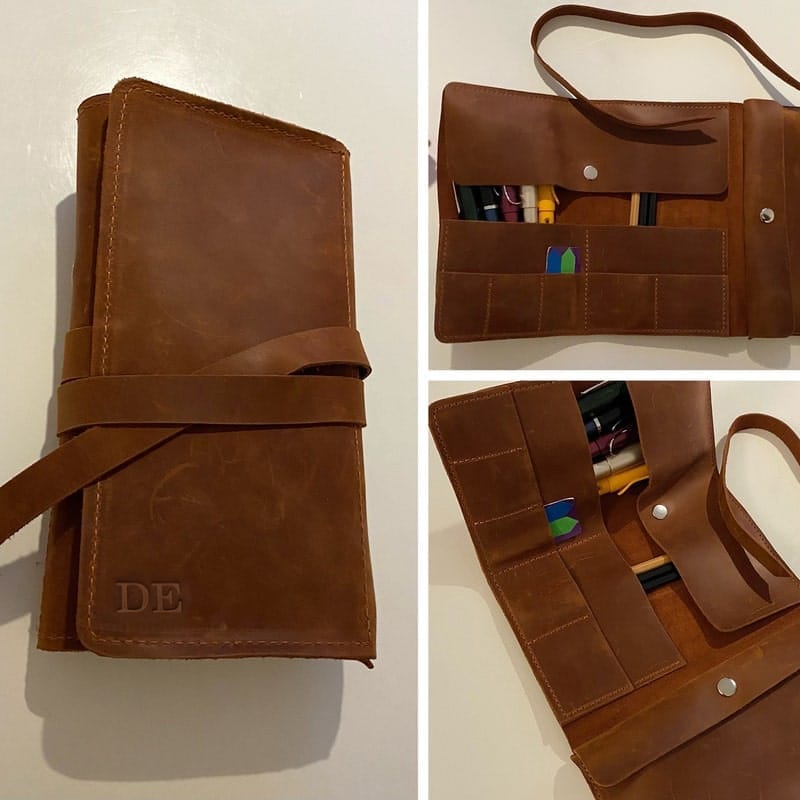 Customer photo review of Leather Paint Brush Roll