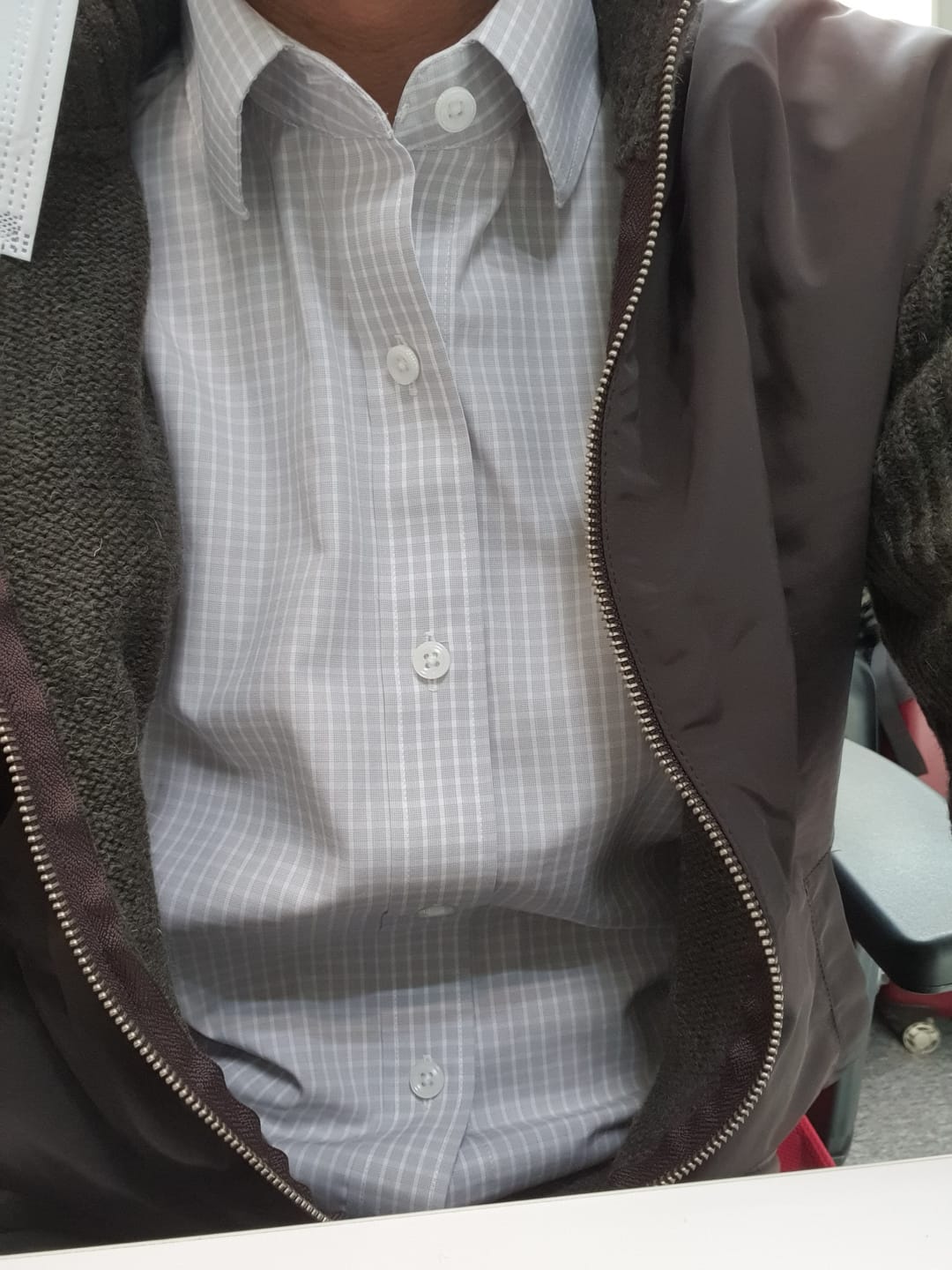 Customer photo review of Wrinkle-Free Poplin Dress Shirt | White Multi-Check 25684N