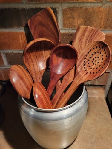Customer photo review of Teak Wooden Utensil Set
