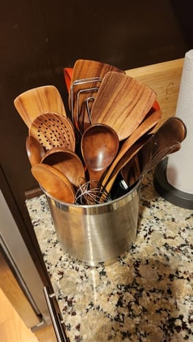 Customer photo review of Teak Wooden Utensil Set