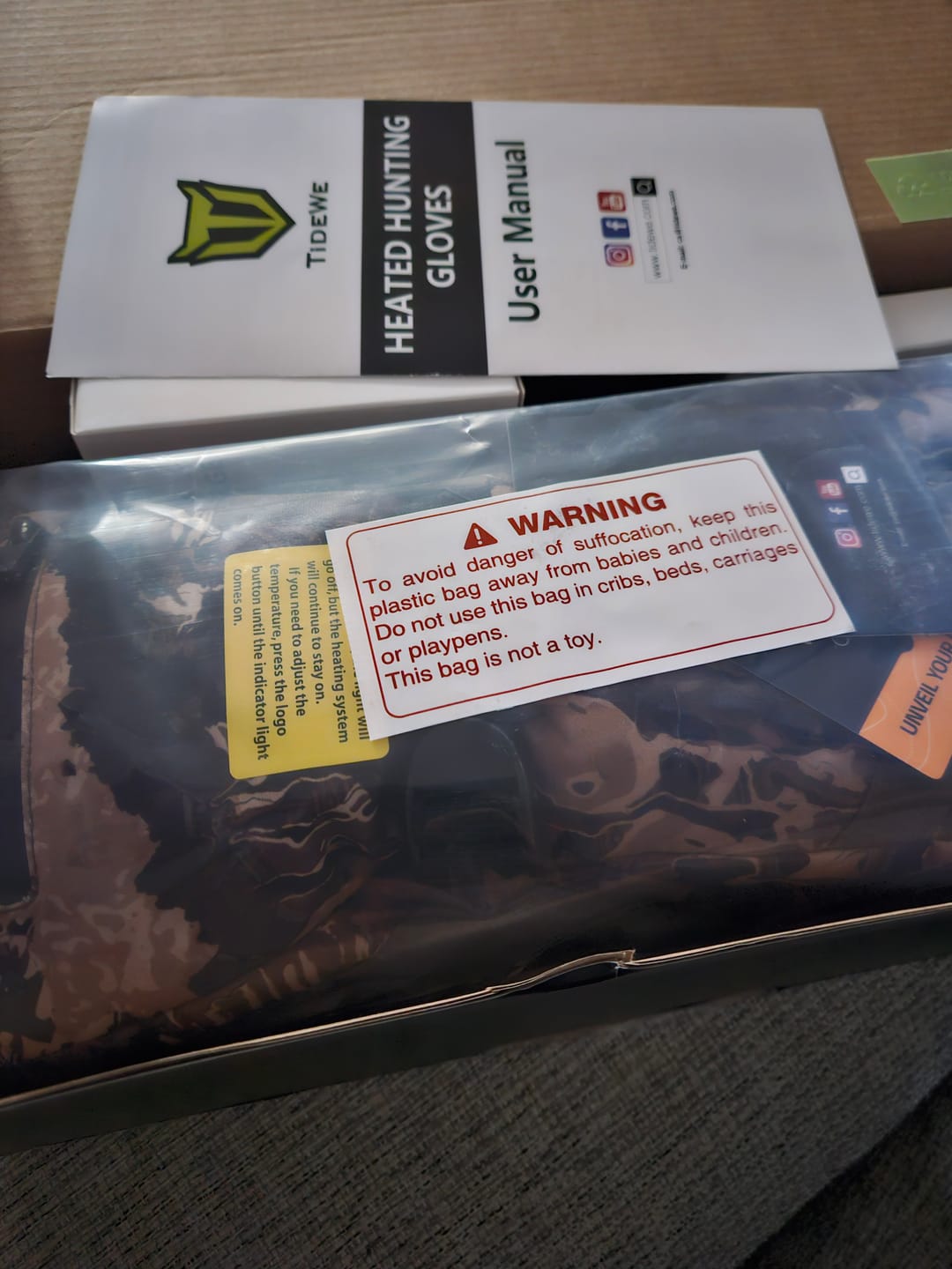 Customer photo review of Heated Insulated Hunting Gloves