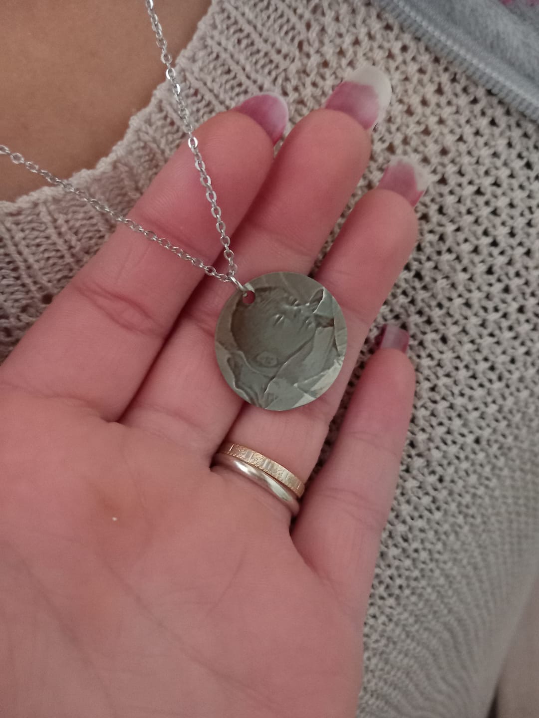 Customer photo review of Collana Cerchio Con Foto Personalizzata