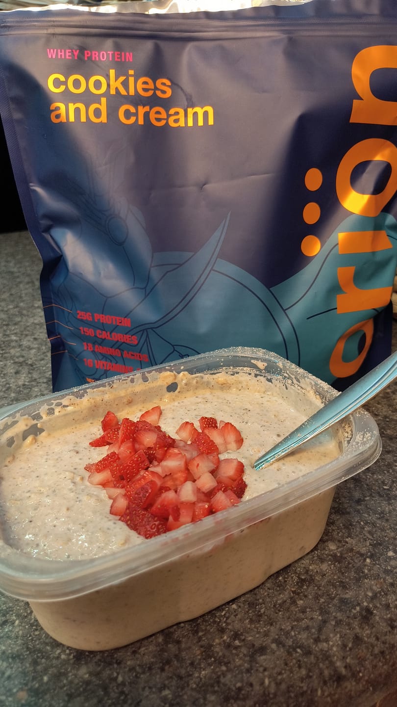 Customer photo review of Orion™ Premium Cookies & Cream Whey Protein